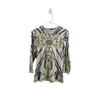 J. McLaughlin Silk Blend Quarter Sleeve Patterned Blouse